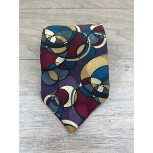 Jesuis Men's Tie Multicolor Abstract Circles Silk 57in Length
